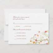 Gele Hibiscus Swirls & Swallows Floral Wedding RSVP Kaartje (Voorkant)