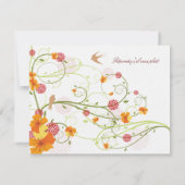 Gele Hibiscus Swirls & Swallows Floral Wedding RSVP Kaartje (Achterkant)