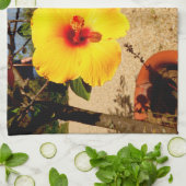 Gele Hibiscus theedoek (Gevouwen)