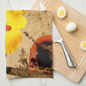 Gele Hibiscus theedoek (Quarter Fold)