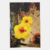 Gele Hibiscus theedoek (Verticaal)