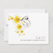 Gele Hibiscus Tropische Strand Bruiloft RSVP-kaart RSVP Kaartje (Voorkant)