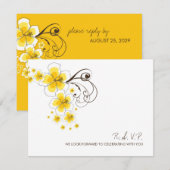 Gele Hibiscus Tropische Strand Bruiloft RSVP-kaart RSVP Kaartje (Voorkant / Achterkant)