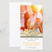 Gele Hibiscus Tropische Taupe Waves Beach Foto Save The Date (Voorkant / Achterkant)