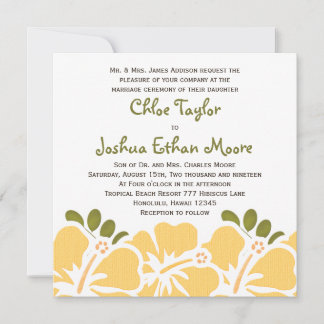Gele Hibiscus Wedding Invitations Kaart