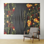 Gele Hibiscus & Zwaluwen Bloemen Bruiloft Achtergr Wandkleed (In Situ (horizontaal))