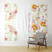 Gele Hibiscus & Zwaluwen Bloemen Bruiloft Achtergr Wandkleed (In Situ (horizontaal))