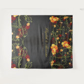 Gele Hibiscus & Zwaluwen Bloemen Bruiloft Achterwa Wandkleed (Voorkant (horizontaal))