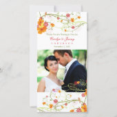 Gele Hibiscus & Zwaluwen Bloemen Trouwfoto Bedankkaart (Voorkant)