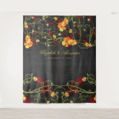 Gele Hibiscus & Zwaluwnest Bloemen Bruiloft Achter Wandkleed (Voorkant)