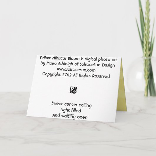 Gele hibiscusbloei kaart (Achterkant)