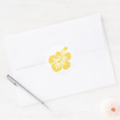 Gele hibiscusbloem 16 ronde sticker (Envelop)