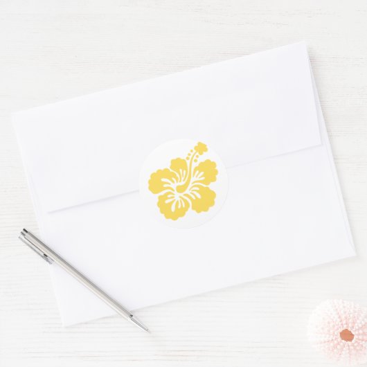 Gele hibiscusbloem 16 ronde sticker (Envelop)