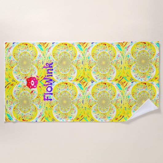 Gele Hippie Spiral Strandlaken (Voorkant)