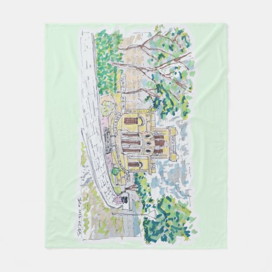 Gele Historische Villa Fleece Deken (Voorkant)
