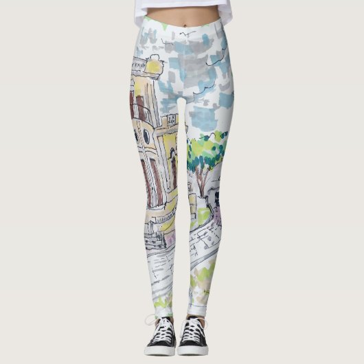 Gele Historische Villa Leggings (Voorkant)