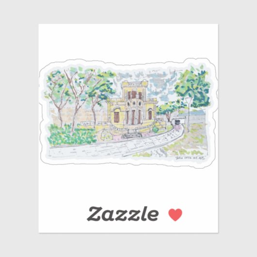 Gele Historische Villa Sticker (Vel)
