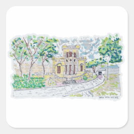 Gele Historische Villa Vierkante Sticker