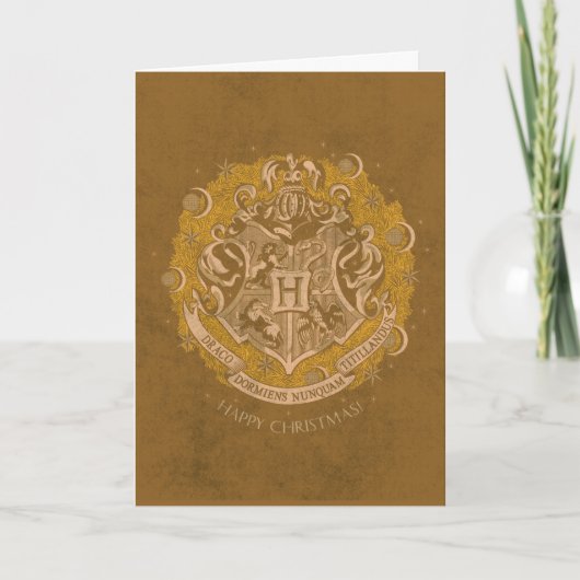 Gele HOGWARTS™-embleem kerstkrans Feestdagen Kaart (Voorkant)