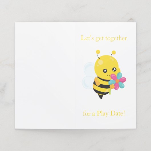 Gele hommel bij spelen datum afspraak kaart (Buitenkant ongevouwen)