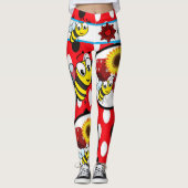 gele hommel rode leggings lange tiener (Voorkant)