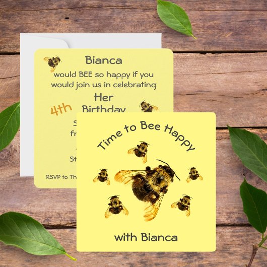 Gele hommels Tijd om Gelukkig Verjaardagsfeest te  Kaart