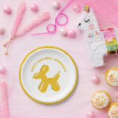 Gele hond ballon dier gepersonaliseerde partij papieren bordje (Feest)