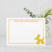 Gele Hond Ballon Dier Verjaardag Dank u kaart (Staand voorkant)