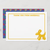 Gele Hond Ballon Dier Verjaardag Dank u kaart (Voorkant / Achterkant)