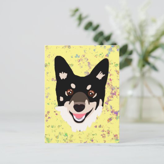 gele hond  briefkaart (Staand voorkant)