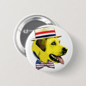 Gele hond-democraat. Knoop  Ronde Button 5,7 Cm (Voorkant /achterkant)