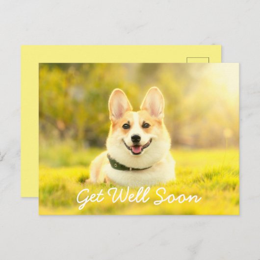 Gele hond en aanmoediging krijgen goed briefkaart (Voorkant / Achterkant)