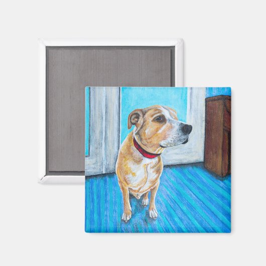 Gele hond magneet (Voorkant / Achterkant)