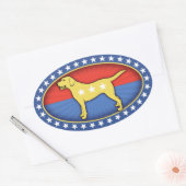 Gele hond ovale sticker (Envelop)