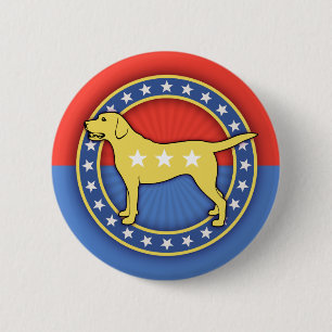 Gele hond ronde button 5,7 cm