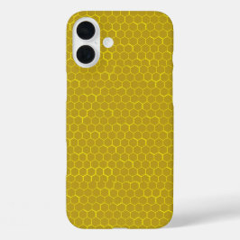 Gele Honeycomb Patterned iPhone 16 Plus Hoesje