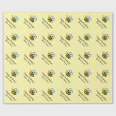 Gele honingbij cartoon Verjaardag inpakpapier (Vlak)