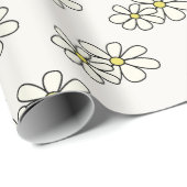 Gele honingbij en witte madeliefjes Crème Cadeaupapier (Rol Hoek)