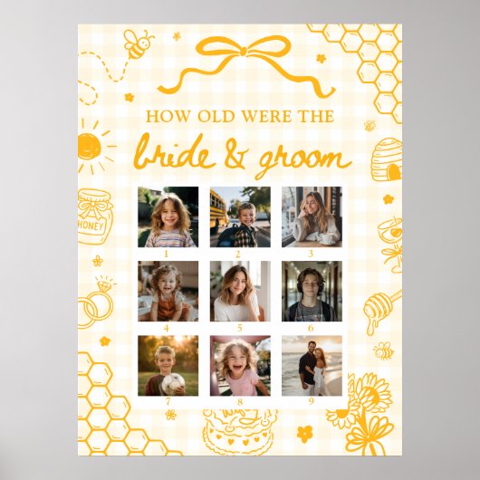 Gele honingbij Hoe oud waren bruid & bruidegom bor Poster (Voorkant)