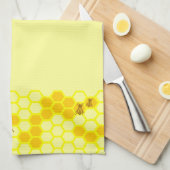 Gele Honingbij Honingraat Keukenhanddoek (Quarter Fold)