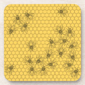 Gele Honingbij & Honingraat Plastic Bier Onderzetter (Voorkant)