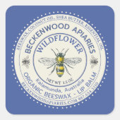 Gele honingbije LIP BALM Etiket imker Blue (Voorkant)