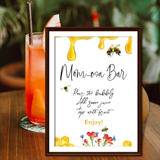 Gele honingbijen Baby shower Mam-Osa Bar Poster