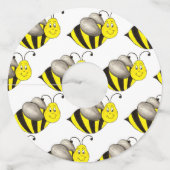 Gele honingbijen Bumblebee Happy Bday Dag Wijnglaslabel (Voorkant)