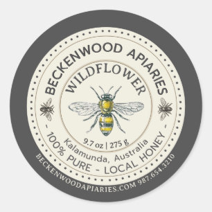 Gele honingbijen Etiket bijenteelt Rand