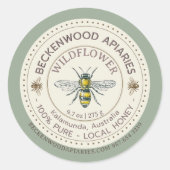 Gele honingbijen Etiket bijenteelt Rand (Voorkant)