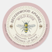 Gele honingbijen Etiket bijenteelt Rand Roos (Voorkant)