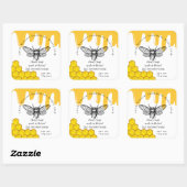 Gele honingbijen handgemaakte zeep vierkante sticker (Vel)