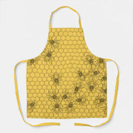 Gele honingbijen & honingraten schort