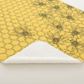 Gele honingbijen & honingraten sherpa deken (3/4)